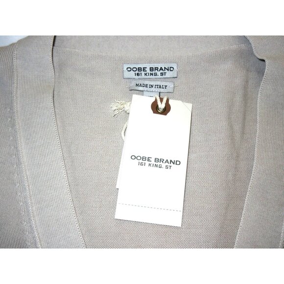 OOBE Brand Men's Ashworth Cotton Cardigan Italian Made Sweater Stone Beige NWT - Picture 8 of 8